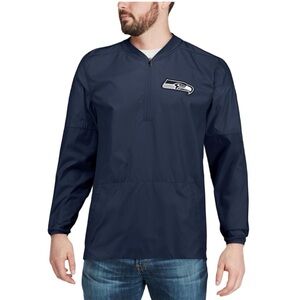 Men's Nike Navy Seattle Seahawks Sideline Lockdown Half-Zip Pullover Jacket - L